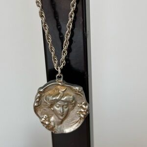Antique-inspired cameo pendant necklace made pewter colonial pewter by boardman